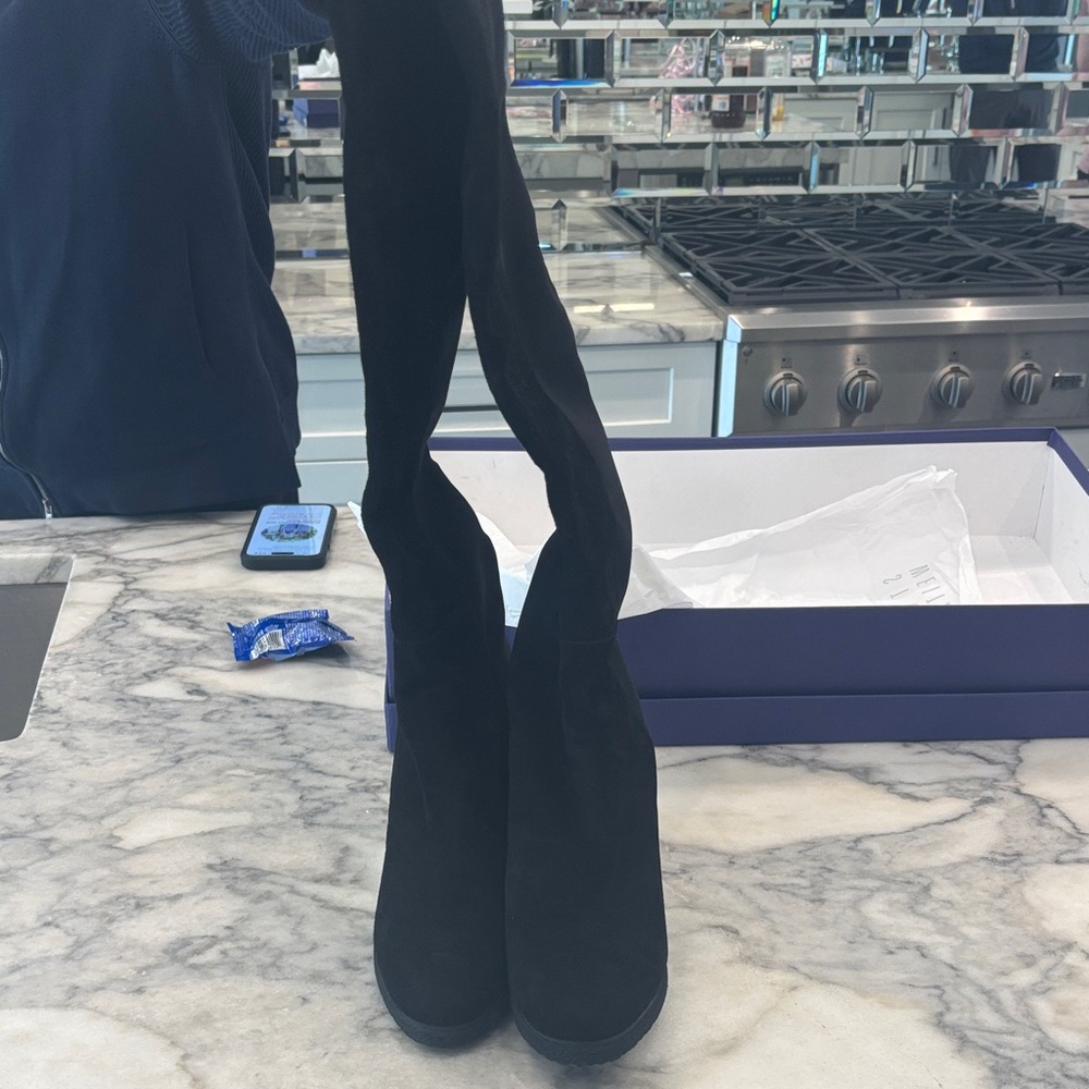 Stuart Weitzman black Knee-High Wedge Boots